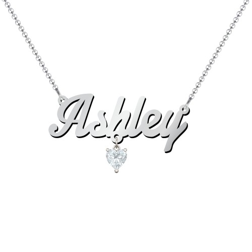 Personalized Name Necklace – Sterling Silver with Aquamarine