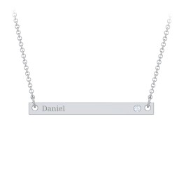 Birthstone Name Bar Pendant in 925 Sterling Silver