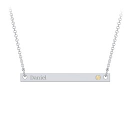 Birthstone Name Bar Pendant in 925 Sterling Silver
