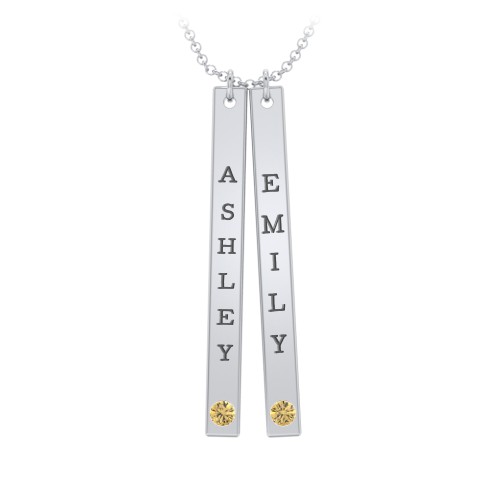 Multi Vertical Birthstone Bar Pendant - 2 Bar – Sterling Silver with Citrine