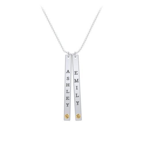 Multi Vertical Birthstone Bar Pendant - 2 Bar – Sterling Silver with Citrine