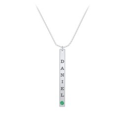 Multi Vertical Birthstone Bar Pendant - 1 Bar in 925 Sterling Silver with Emerald, Amethyst, Red Premium Zirconia, and Fancy Pink Premium Zirconia