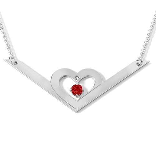 Secret Admirer Engravable Heart Necklace – Sterling Silver with Garnet