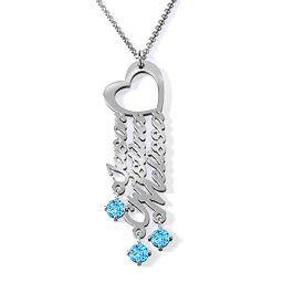 A Mother's Dream Name Necklace in 925 Sterling Silver with Blue Topaz