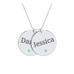 Engravable 2 Disc Pendant with Birthstone