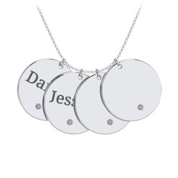 Engravable 4 Disc Pendant with Birthstone in 925 Sterling Silver with Alexandrite
