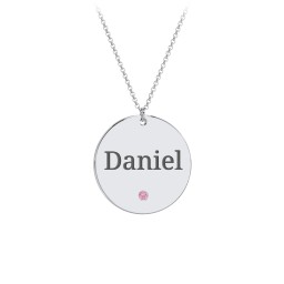 Engravable Disc Pendant with Birthstone