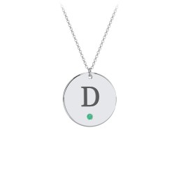 Birthstone Initial Disc Pendant