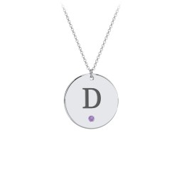 Birthstone Initial Disc Pendant