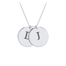 Birthstone Initial 2 Disc Pendant in 925 Sterling Silver with Aquamarine, Blue Sapphire, and Blue Topaz