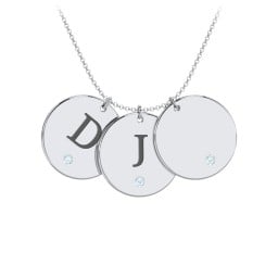 Birthstone Initial 3 Disc Pendant