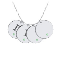 Birthstone Initial 4 Disc Pendant