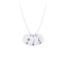 Engravable Disc Sorority Pendant with Birthstone in 925 Sterling Silver with Alexandrite