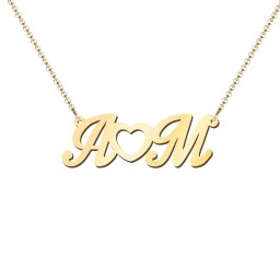 Initials and Heart Pendant in 18K Gold Plated Silver