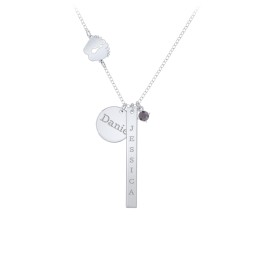 Milestone Necklace with Baby Feet Charm in 925 Sterling Silver with Alexandrite