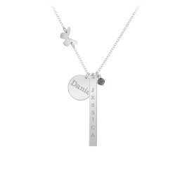 Milestone Necklace with Butterfly Charm in 925 Sterling Silver with Alexandrite