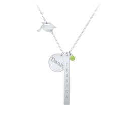 Milestone Necklace with Graduation Hat Charm in 925 Sterling Silver with Peridot