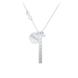 Milestone Necklace with Infinity Charm in 925 Sterling Silver with Aquamarine