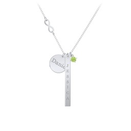Milestone Necklace with Infinity Charm in 925 Sterling Silver with Peridot