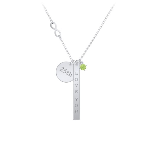 Milestone Necklace with Infinity Charm – Sterling Silver with Peridot
