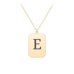 Engravable Tag Charm Necklace in 10K Solid Yellow Gold