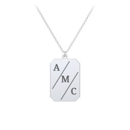 3 Engravable Tag Charm Necklace in 925 Sterling Silver