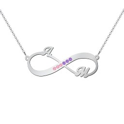 Infinity Name Necklace with Accents in 925 Sterling Silver