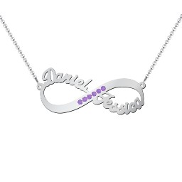 Infinity Name Necklace with Accents in 925 Sterling Silver