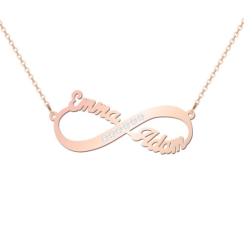 Infinity Name Necklace with Accents – 10K Rose Gold with White Premium Zirconia