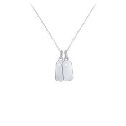 Duchess Dog Tag 2 Initial Necklace with Birthstone