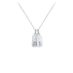 Duchess Dog Tag 2 Initial Necklace with Birthstone
