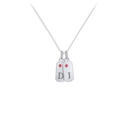 Duchess Dog Tag 2 Initial Necklace with Birthstone in 925 Sterling Silver