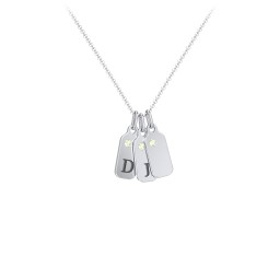 Duchess Dog Tag 3 Initial Necklace with Birthstone