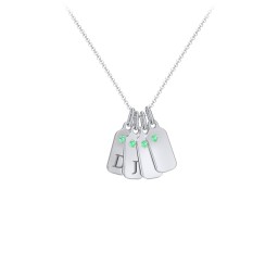 Duchess Dog Tag 4 Initial Necklace with Birthstone