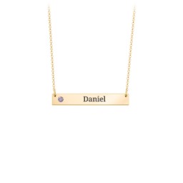 Engravable Birthstone Bar Necklace in 18K Gold Plated Silver with Alexandrite