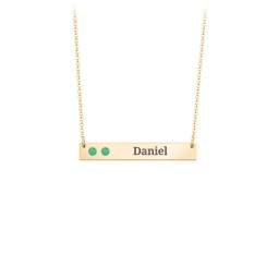 2 Engravable Birthstone Bar Necklace in 18K Gold Plated Silver with Emerald, Citrine, Mint Premium Zirconia, and Amethyst Premium Zirconia