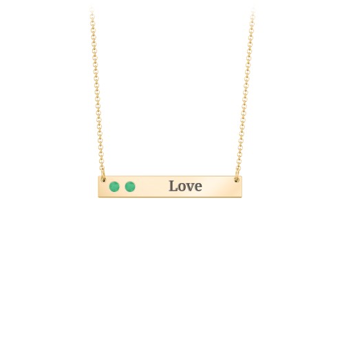 2 Engravable Birthstone Bar Necklace – 18K Gold Plated Silver with Emerald