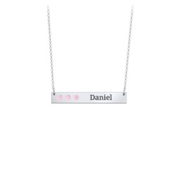 3 Engravable Birthstone Bar Necklace