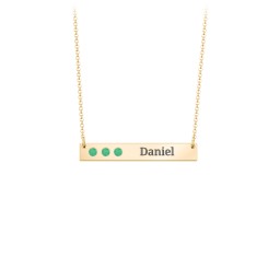 3 Engravable Birthstone Bar Necklace in 18K Gold Plated Silver with Emerald
