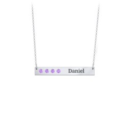 4 Engravable Birthstone Bar Necklace