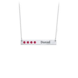 4 Engravable Birthstone Bar Necklace