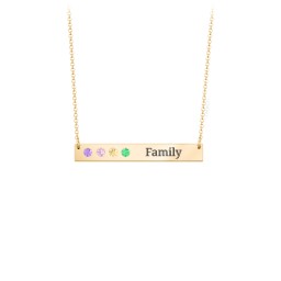 4 Engravable Birthstone Bar Necklace in 18K Gold Plated Silver
