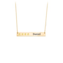4 Engravable Birthstone Bar Necklace in 18K Gold Plated Silver with Citrine and Amethyst Premium Zirconia