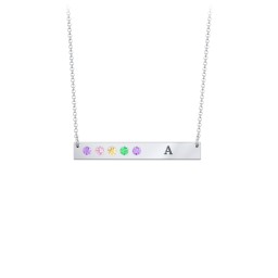 5 Engravable Birthstone Bar Necklace