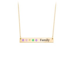 5 Engravable Birthstone Bar Necklace in 18K Gold Plated Silver
