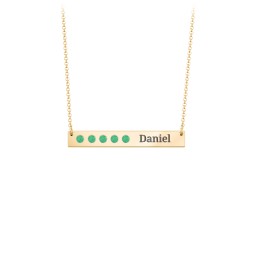 5 Engravable Birthstone Bar Necklace in 18K Gold Plated Silver with Emerald