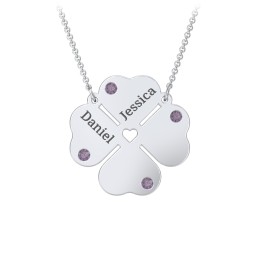 Engravable 4 Leaf Clover Birthstone Necklace