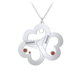 Engravable Three Heart Birthstone Necklace