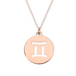 Gemini Zodiac Symbol Cutout Disc Necklace