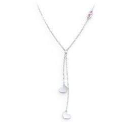 Lariat with Heart Charms and Gemstones